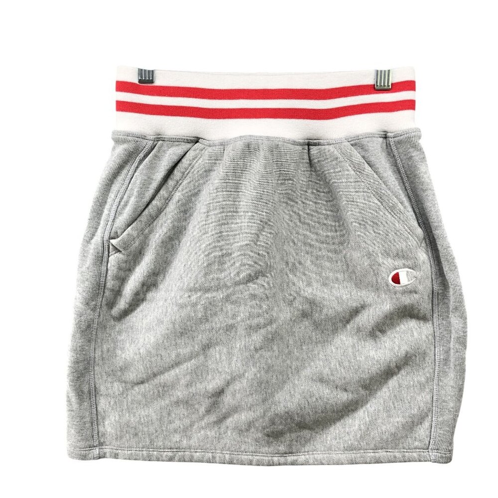 Champion Gray Mini Skirt with Red-Striped Waistband